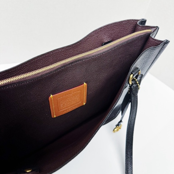 Coach - Tyler Carryall Black Leather Tote Bag - Picture 10 of 11